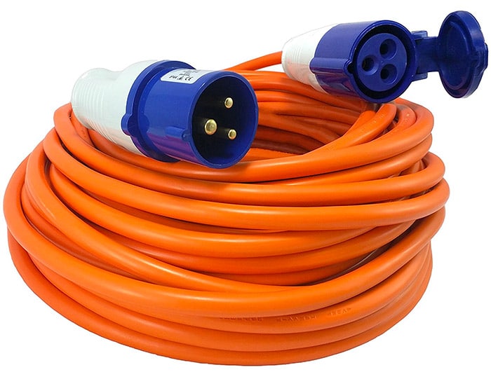 25m Caravan Electric Hook Up Cable 16A to 13A Extension Lead 6 Way Adaptor Mains